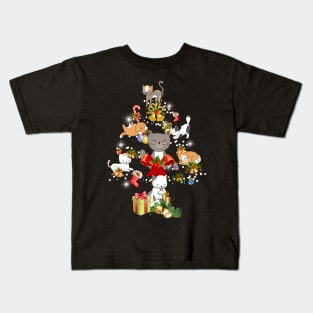 Cat Christmas Tree Kids T-Shirt